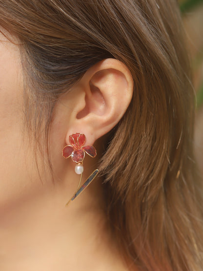 Gold Vermeil and Sterling Silver Iris Two-way Wear Studs, Wire Wrapped