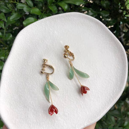 S925 Sterling Silver Tulip Earrings, Multicolour
