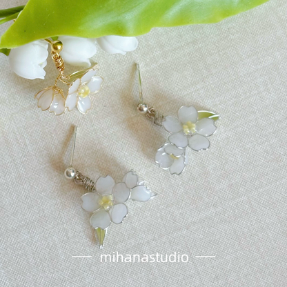 Apple Blossom Flowers Earrings, Gold Vermeil + Sterling Silver