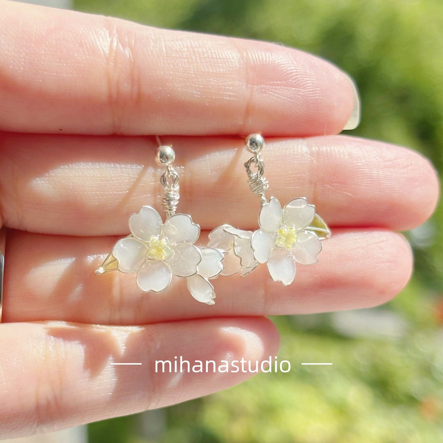Apple Blossom Flowers Earrings, Gold Vermeil + Sterling Silver