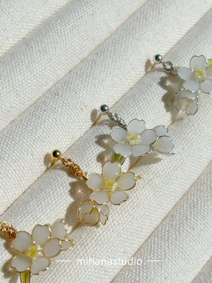 Apple Blossom Flowers Earrings, Gold Vermeil + Sterling Silver