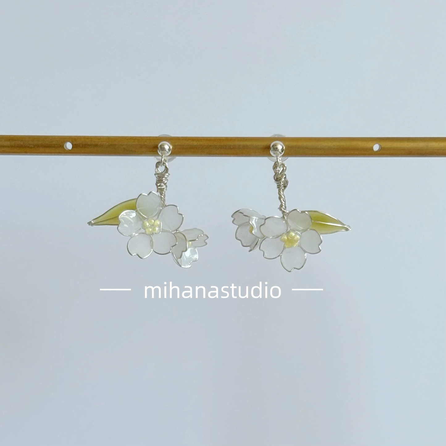 Apple Blossom Flowers Earrings, Gold Vermeil + Sterling Silver