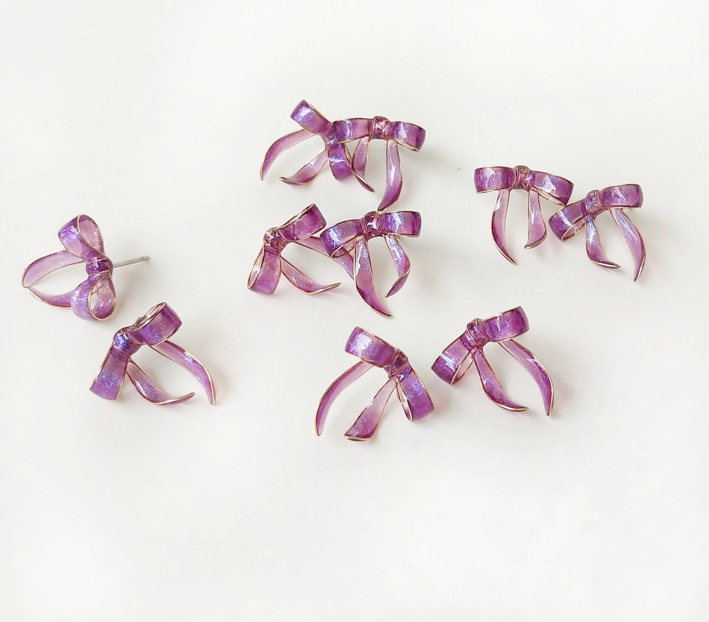 Sterling Silver Bow Studs, Wire Wrapped