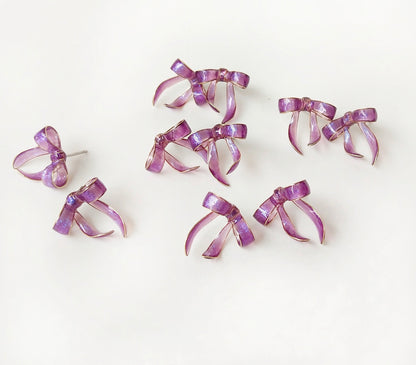 Sterling Silver Bow Studs, Wire Wrapped