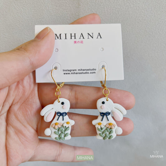 Gold Plated Floral Rabbit Earrings