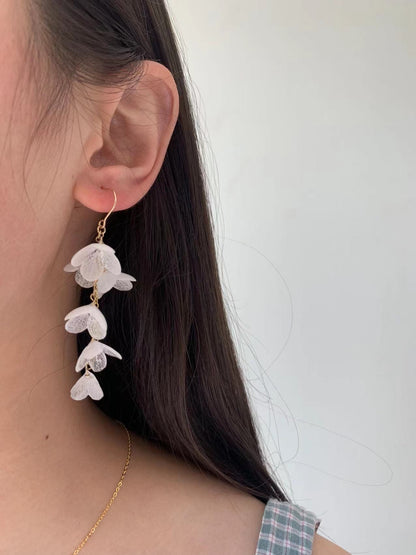 Real hydrangea gold and silver earrings dangle