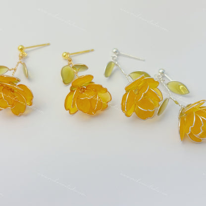 Blossom Rose Earrings, Multicolour, Gold vermeil + Silver