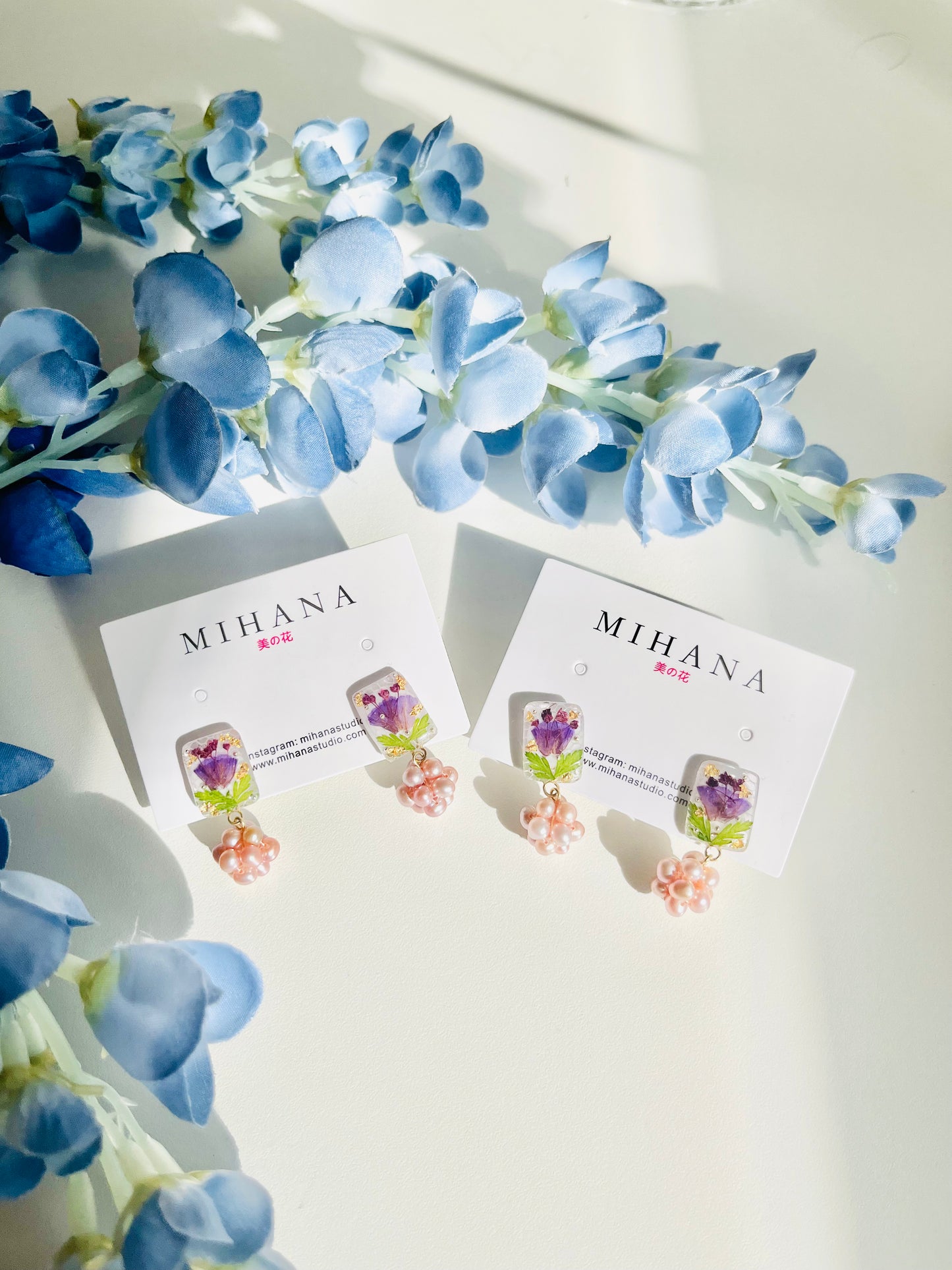 Sterling Silver Real Pressed Cornflower Studs