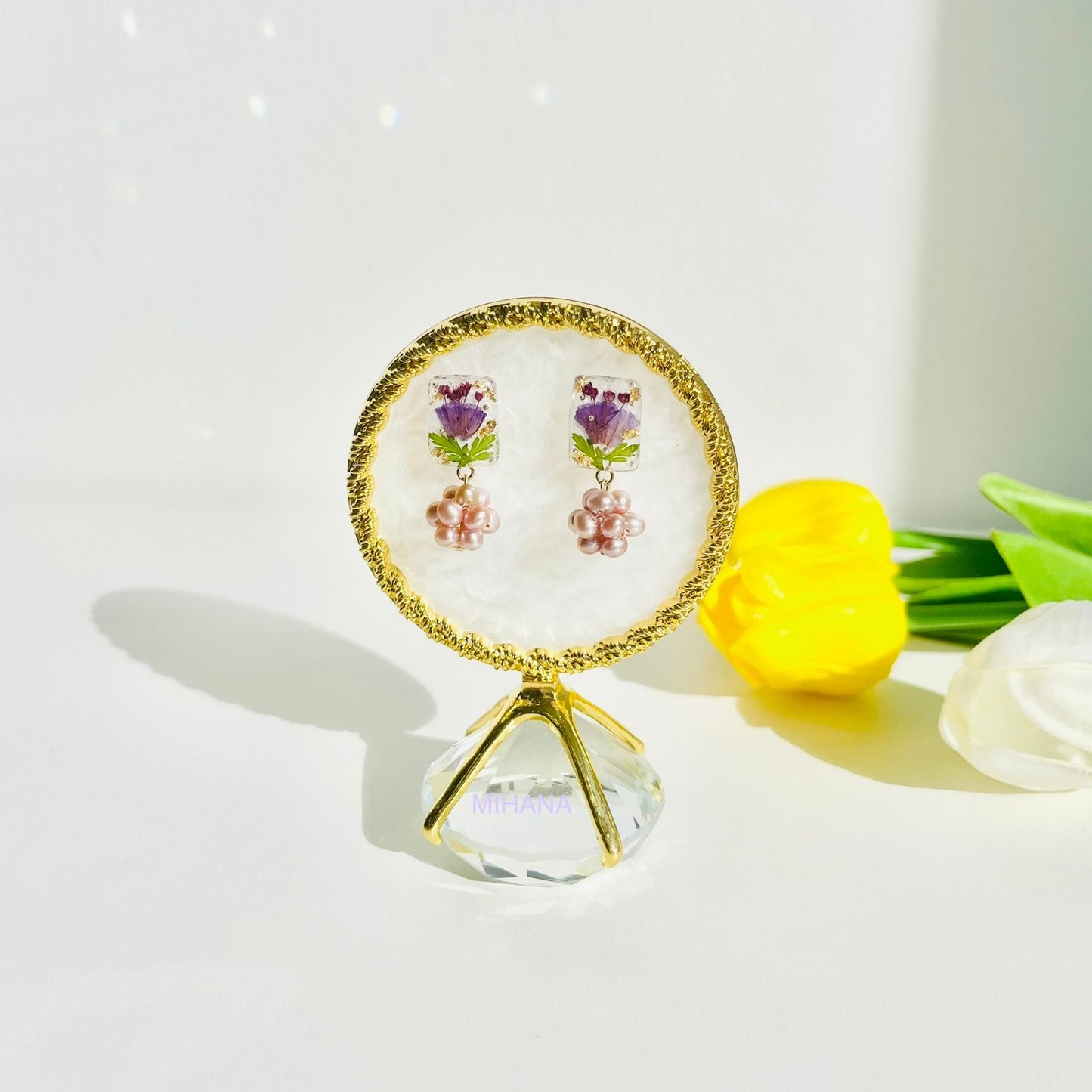 Sterling Silver Real Pressed Cornflower Studs