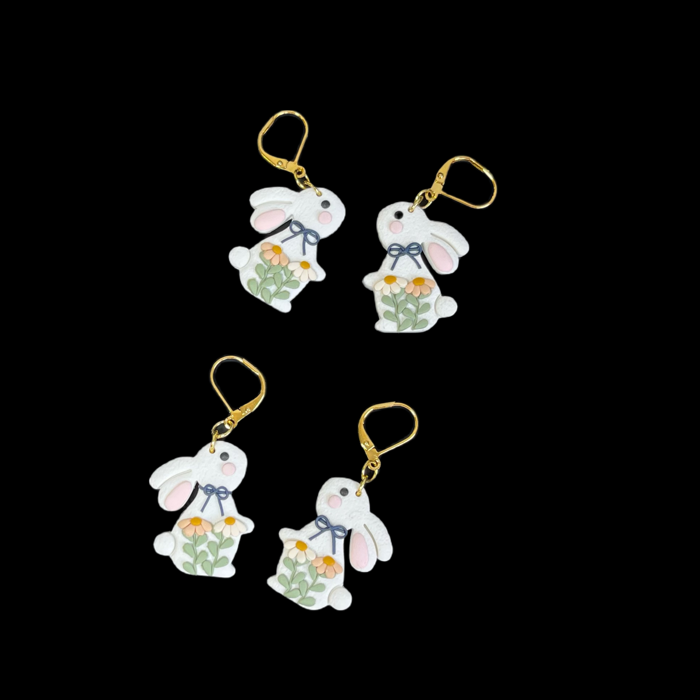 Gold Plated Floral Rabbit Earrings