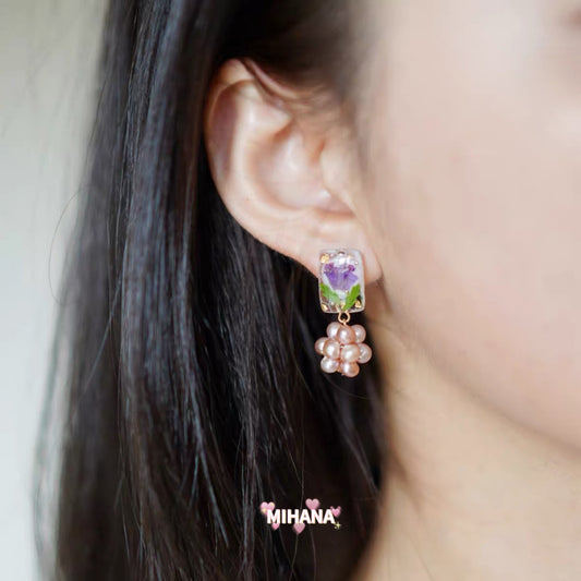 Sterling Silver Real Pressed Cornflower Studs