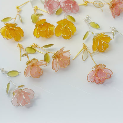 Blossom Rose Earrings, Multicolour, Gold vermeil + Silver