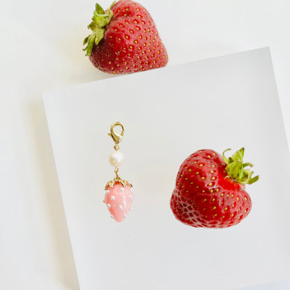 Gold Strawberry Bagcharms with Freshwater Pearls, Bead Jewelry