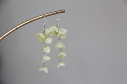 Real hydrangea gold and silver earrings dangle
