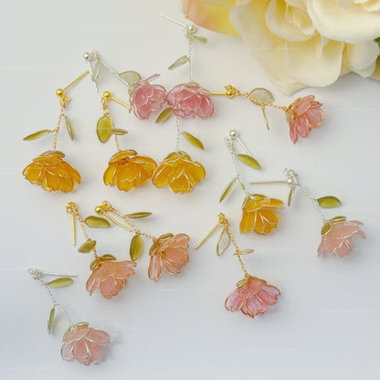 Blossom Rose Earrings, Multicolour, Gold vermeil + Silver