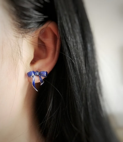 Sterling Silver Bow Studs, Wire Wrapped