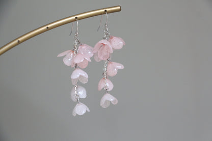 Real hydrangea gold and silver earrings dangle