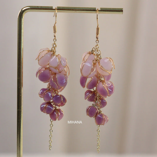 Resin Wisteria Earrings, Gold Vermeil + Sterling Silver