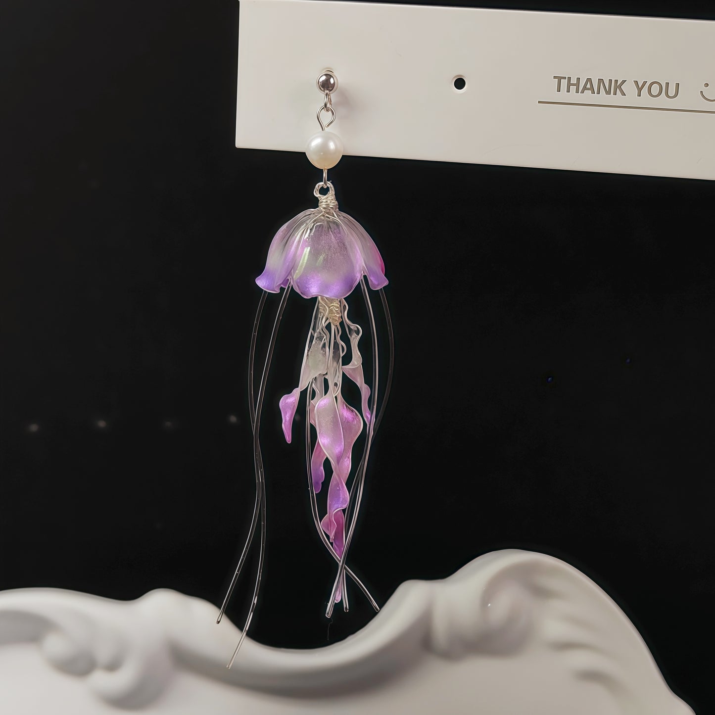 Iridescent Jellyfish Drop Earrings, 925 Sterling Silver