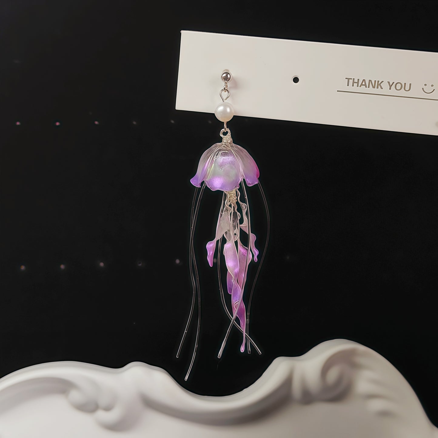 Iridescent Jellyfish Drop Earrings, 925 Sterling Silver