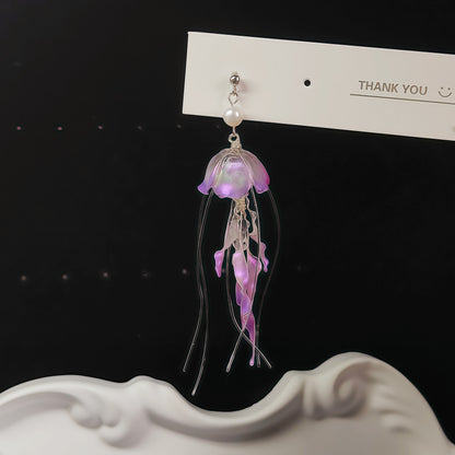 Iridescent Jellyfish Drop Earrings, 925 Sterling Silver