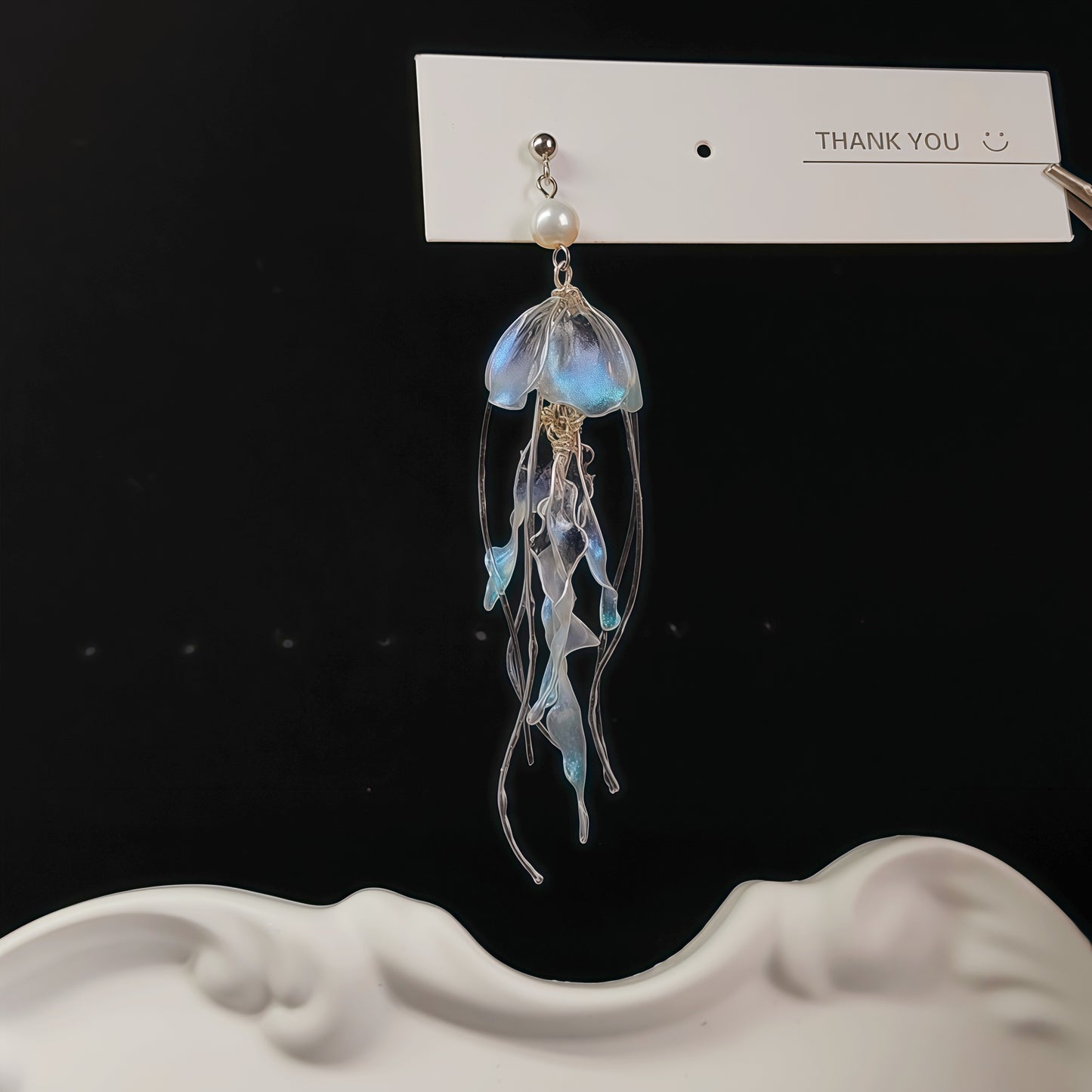 Iridescent Jellyfish Drop Earrings, 925 Sterling Silver