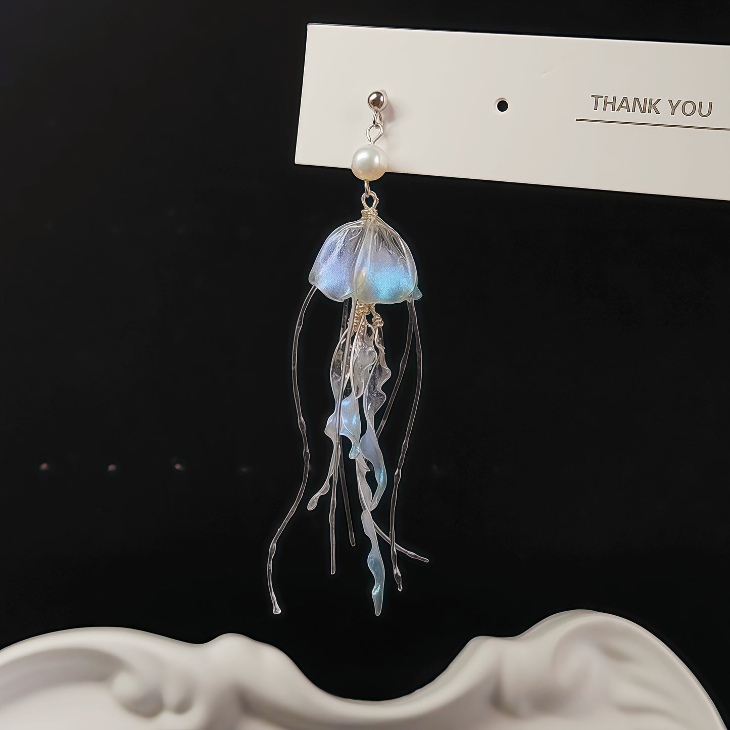 Iridescent Jellyfish Drop Earrings, 925 Sterling Silver