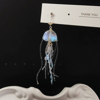 Iridescent Jellyfish Drop Earrings, 925 Sterling Silver