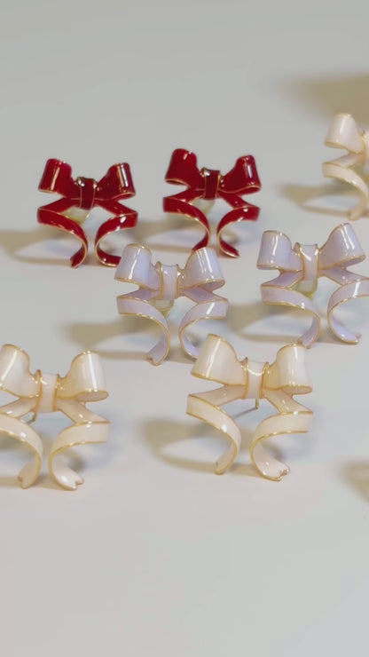 Sterling Silver Bow Studs, Multicolour