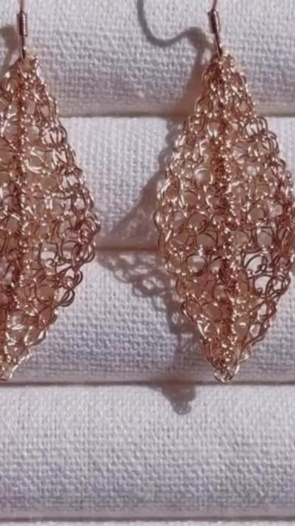 Leaf Earing Dangles, Sterling Silver + Gold Vermeil