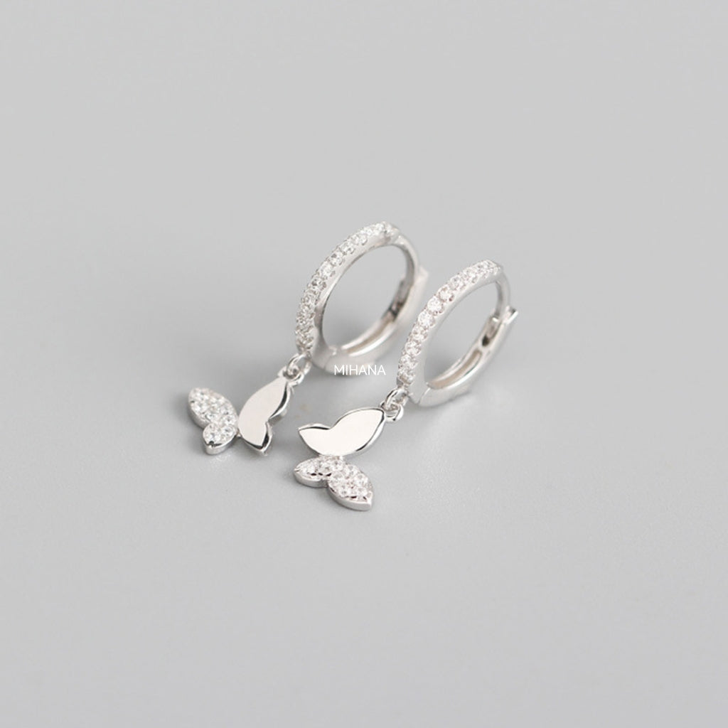 Sterling Silver Butterfly Heart earrings
