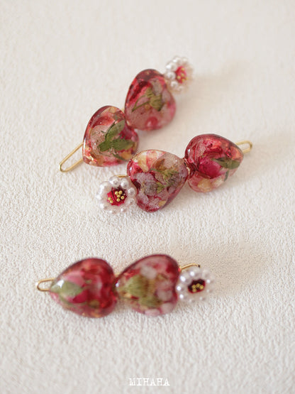 Real Rose Bud Hair Clips