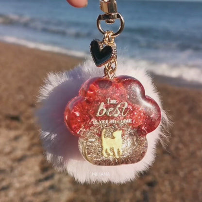 Red and Silver Blingbling Colour Cats Resin Paw Bagcharm