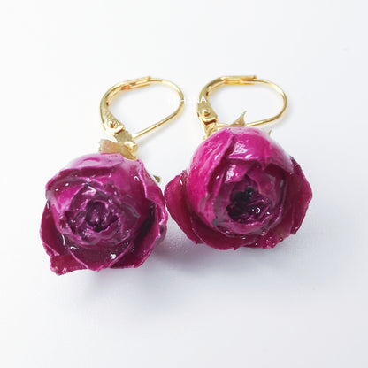 Real Rose Flower Necklace and Earrings Set