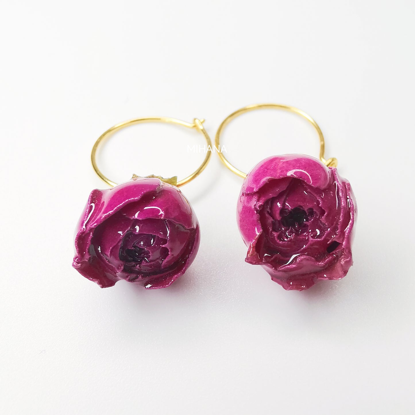 Real Rose Flower Necklace and Earrings Set