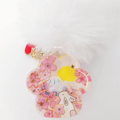 Bunny Rabbit Cherry Blossom Paw Bagcharm