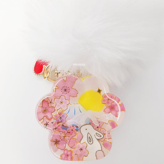 Bunny Rabbit Cherry Blossom Paw Bagcharm