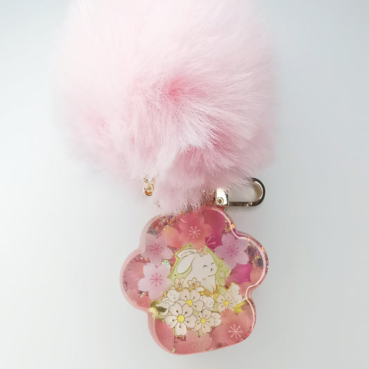Cherry Blossom Bunny Rabbit Paw Bagcharm
