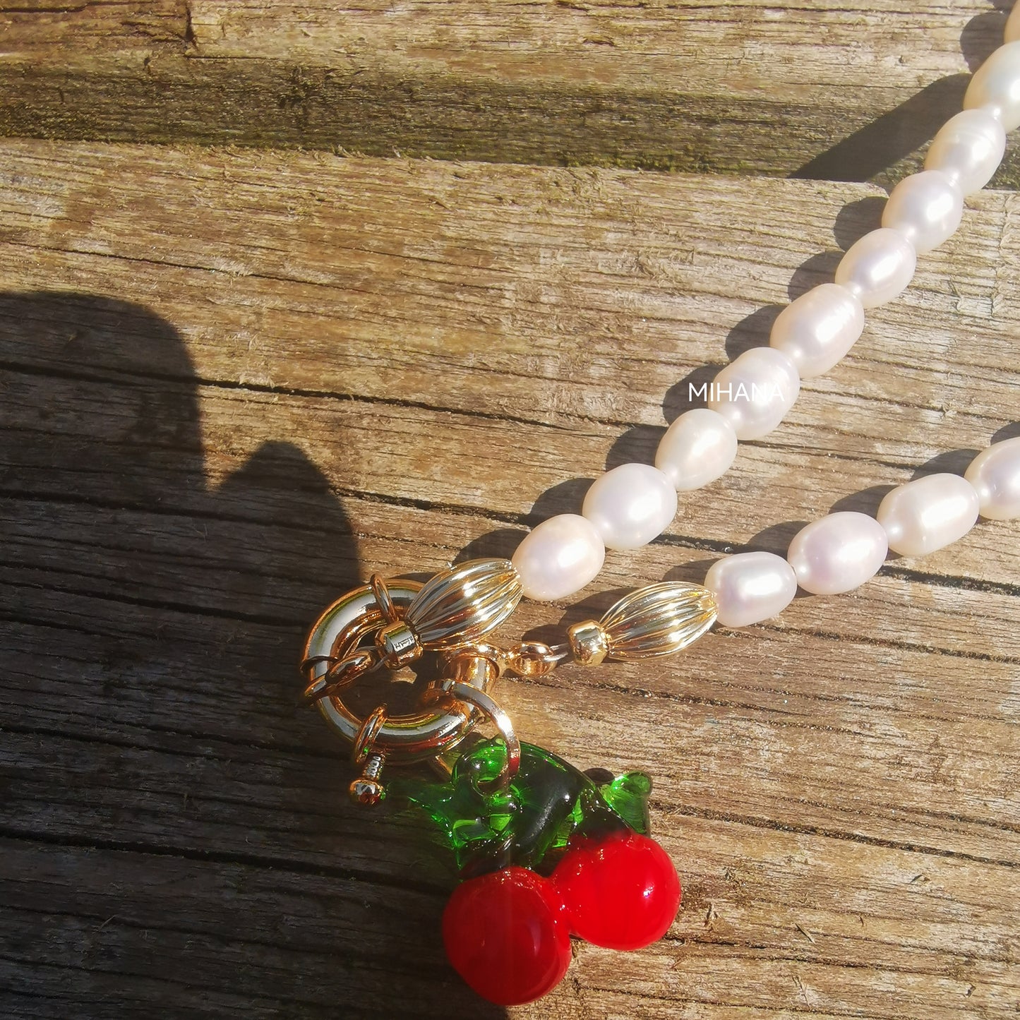 Freshwater Pearl with Cherry Bead Necklace