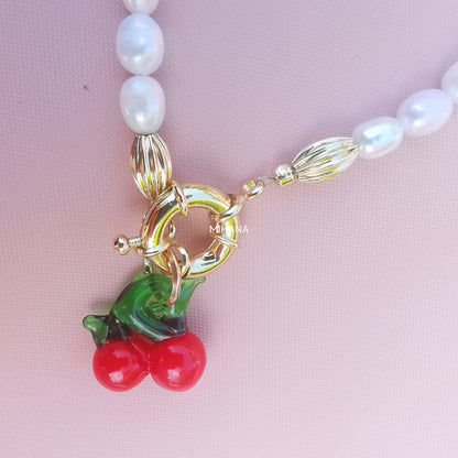 Freshwater Pearl with Cherry Bead Necklace