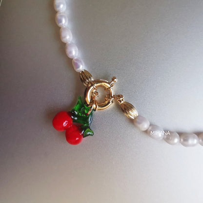 Freshwater Pearl with Cherry Bead Necklace