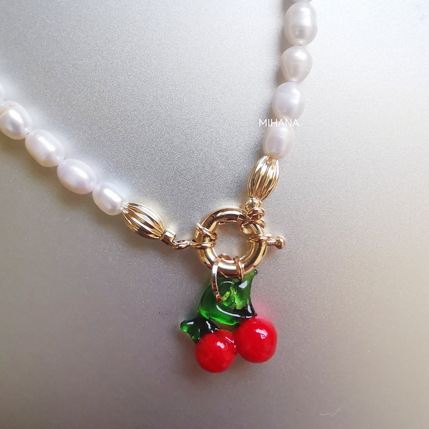 Freshwater Pearl with Cherry Bead Necklace