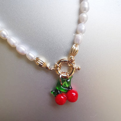 Freshwater Pearl with Cherry Bead Necklace