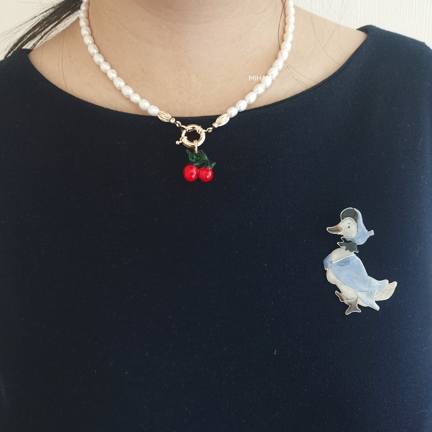 Freshwater Pearl with Cherry Bead Necklace