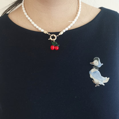 Freshwater Pearl with Cherry Bead Necklace
