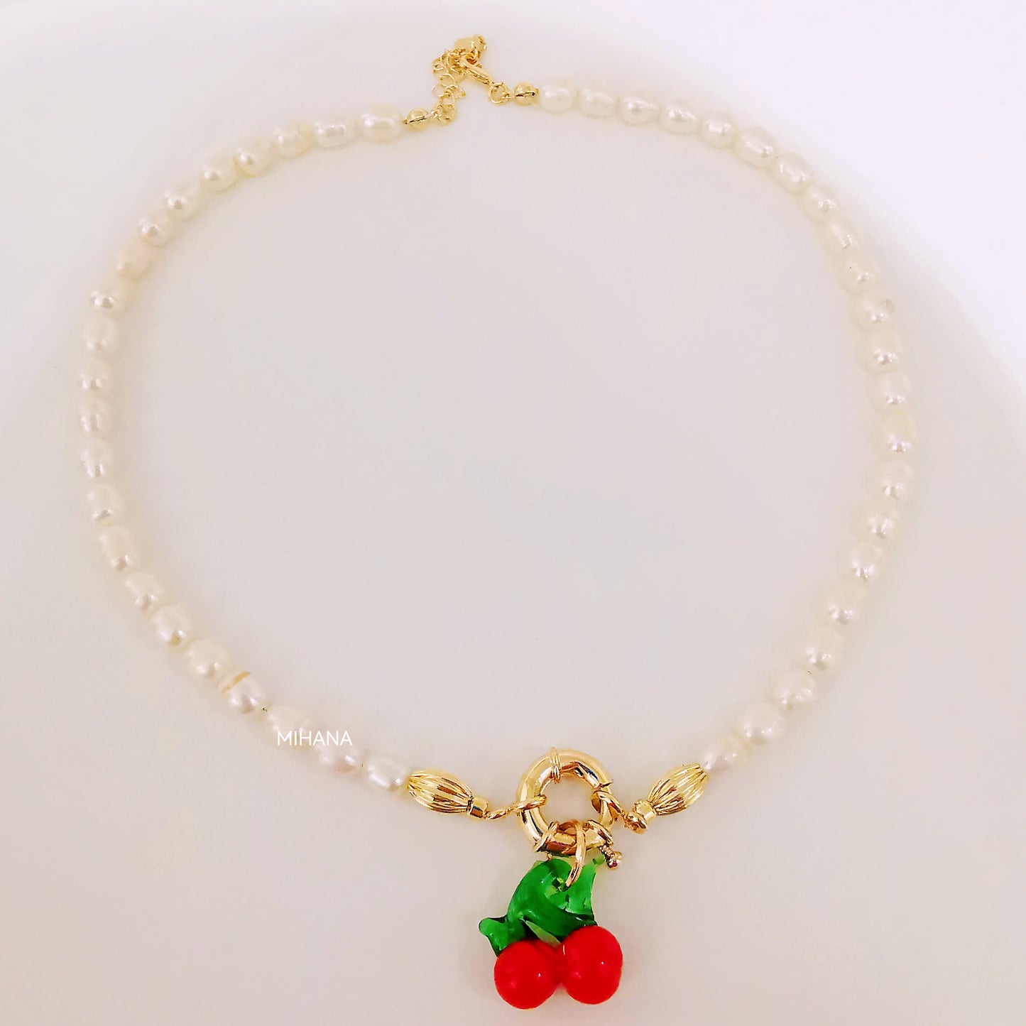 Freshwater Pearl with Cherry Bead Necklace