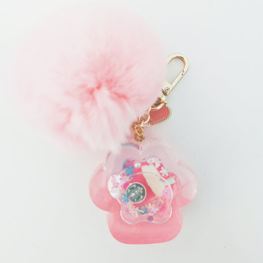 Pink Coffee Cup Fluid Paw Bagcharm