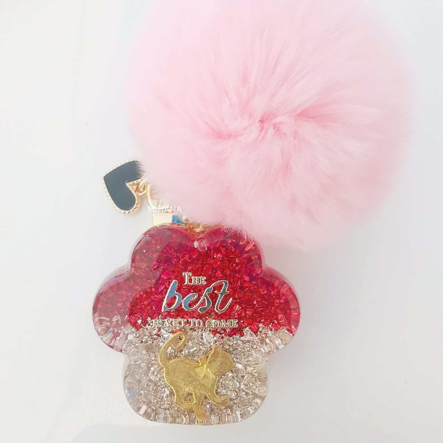 Red and Silver Blingbling Colour Cats Resin Paw Bagcharm