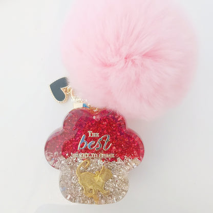 Red and Silver Blingbling Colour Cats Resin Paw Bagcharm