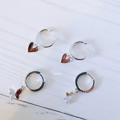 Sterling Silver Butterfly Heart earrings